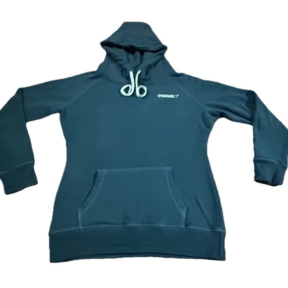 Gymshark Women’s Hoodie Sweatshirt Medium TEAL Workout Gym Pullover Sweater EUC - Picture 1 of 4